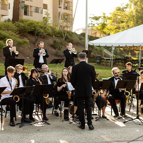 Musical performance outside of the cafeteria