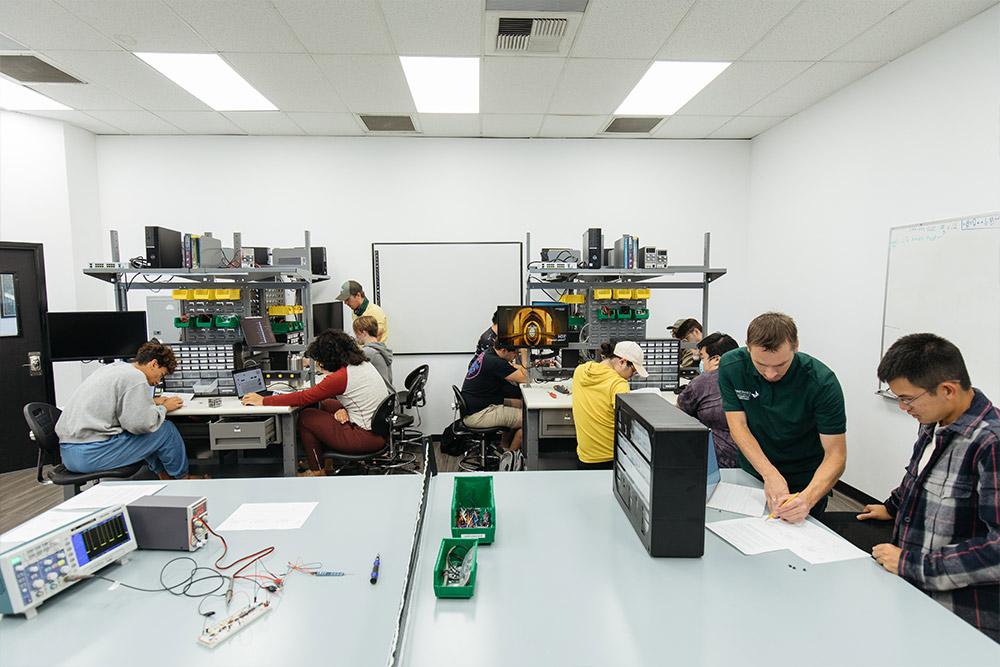 Computer Science class working on a project.